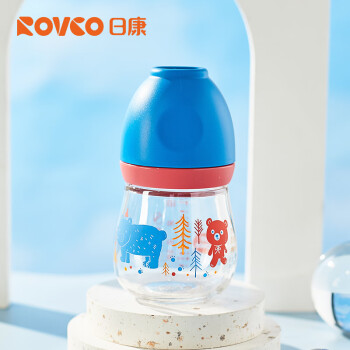 日康（rikang）奶瓶 玻璃奶瓶新生儿婴儿奶瓶 宝宝奶瓶宽口径140ml （蓝）N1019