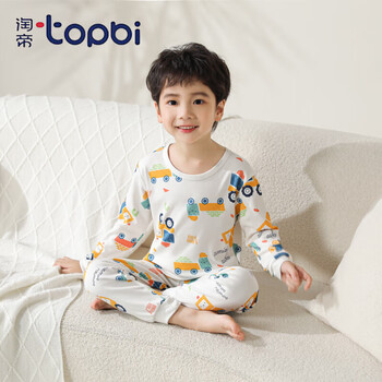 淘帝 TOPBI 淘帝儿童秋冬新品秋衣套装长袖卡通内衣套装家居服睡衣男女宝宝 白卡通车 140码(建议身高120-130cm)母婴玩具类商品-全利兔-实时优惠快报