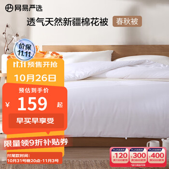 YANXUAN 网易严选 100%元绒棉A类春秋被 150*200cm家具家装类商品-全利兔-实时优惠快报