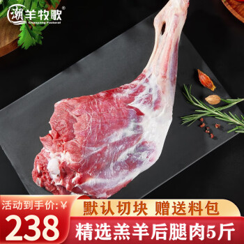 潮羊牧歌 宁夏滩羊肉 生鲜国产精修羔羊腿 新鲜羊肉卷羊肉串烧烤食材清真 5斤精修滩羊后腿