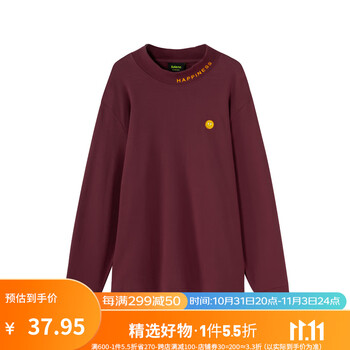Baleno 班尼路 秋款情侣长袖T恤刺绣印花亲肤舒适时尚百搭柔软上衣 04R M服饰鞋包类商品-全利兔-实时优惠快报