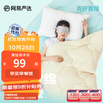 YANXUAN 网易严选 奶盖懒人被空调被青柠黄绿 200*230cm（1.5m床）家具家装类商品-全利兔-实时优惠快报