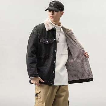梵意凯 冬季加绒加厚牛仔外套港风重磅羊羔绒夹克服饰鞋包类商品-全利兔-实时优惠快报