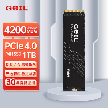GEIL金邦 1TB SSD固态硬盘 M.2接口(PCIe 4.0 x4)NVMe SSD游戏高性能版 高速4200MB/S P4H系列全利兔-实时优惠快报