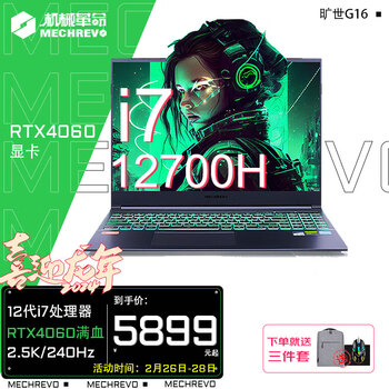 机械革命（MECHREVO）旷世G16/15Pro 13代标压i7处理器高端游戏本玩家级满血RTX4060显卡笔记本电脑 旷世G16-i7-12700H满功耗4060-8G 【官方标配】16G/NVM