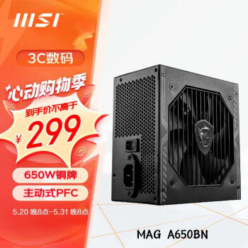 ΢ǣMSI MAG A650BN 650W ȻڵԴ80PLUSͭ/ʽPFC/DC-DC/·12V/걣/4060)