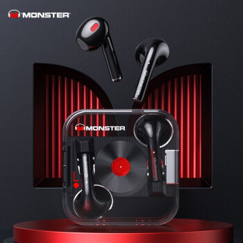 魔声（Monster） XKT01真无线透明蓝牙耳机ENC降噪运动跑步游戏耳机适用苹果安卓通用 深黑色
