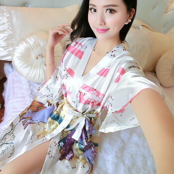 【京东优选】2019新品冰丝性感睡袍女夏日本和服樱花浴衣浴袍日式和风