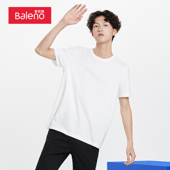 Baleno 班尼路 男女款圆领短袖T恤 88902284 漂白 L全利兔-实时优惠快报