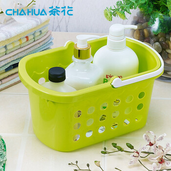 
                                        
                                        茶花 浴室置物篮洗晒用品收纳篮条纹浴筐 11651K                