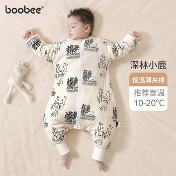 BOOBEE 布比 婴儿睡袋春秋冬款纯棉四季通用儿童防踢被分腿宝宝睡袋 分腿款/薄夹棉-小鹿 S码母婴玩具类商品-全利兔-实时优惠快报