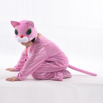 儿童动物演出服表演服装小猫咪波斯猫老鼠小白鼠幼儿舞蹈 长款粉猫