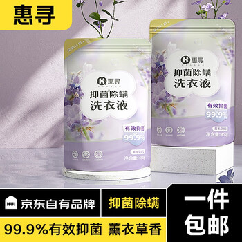 惠寻 京东自有品牌除螨洗衣液 补充袋装 持久留香手洗机洗适用 450g*2袋装日用百货类商品-全利兔-实时优惠快报