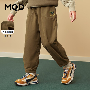MQD 马骑顿 童装男童加绒加厚保暖休闲裤冬装新款儿童摇粒绒宽松老爹裤 咖啡 140母婴玩具类商品-全利兔-实时优惠快报