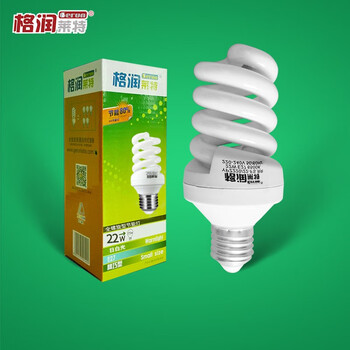 
                                        格润莱特（GERUN）22W节能灯 E27大螺口灯头 白光灯泡 全螺旋型三基色荧光灯管 家用吊灯光源 22W 白光 e27                