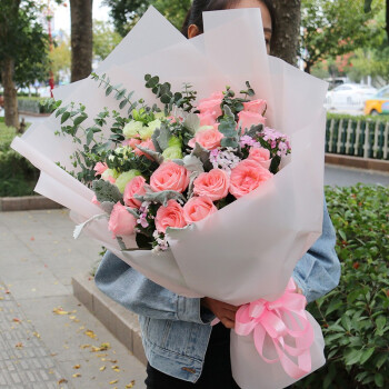 母亲节鲜花速递康乃馨百合混搭花束礼盒送长辈全国同城送花上门 19朵