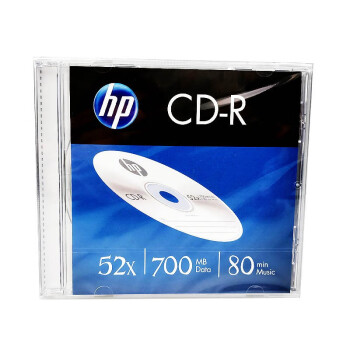 惠普HP 52速 CD-R 空白光盘 700MB 无损车载音乐cd刻录盘 cd-r碟片单片装 CD 单片盒装 一张