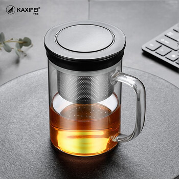 水晶杯商务过滤茶杯办公室高档喝茶杯带盖杯子透明口杯【图片 价格