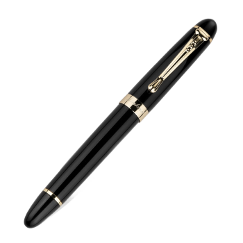 金豪X450钢笔金属礼盒铱金笔书法美工笔男女商务办公练字用笔明尖 黑色 直尖0.7mm