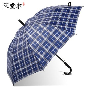 天堂伞商务直柄半自动晴雨伞长柄伞强拒水防风防暴雨超大格子雨伞双人