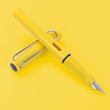 金豪619小清新实色钢笔中小学生书写练字可换墨囊口径3.4笔尖0.38mm 黄色 飞机尖EF