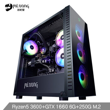 名龙堂（MLOONG）剑龙GA6T 六核R5 3600/GTX1660 6G/B450/250G/8G内存/吃鸡游戏台式组装电脑DIY主机/定制