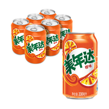 京东PLUS：MIRINARA 美年达 百事可乐 美年达 330ml*6听 百事出品全利兔-实时优惠快报