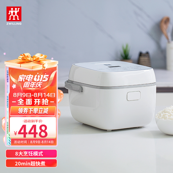 双立人（ZWILLING） 德国双立人电饭煲电饭锅小型迷你米饭锅家用煮饭锅2升24h预约2-3人 白色