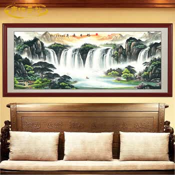 国画山水画风水靠山办公室鸿运当头聚宝盆旭日东升装饰画客厅 李嘉诚