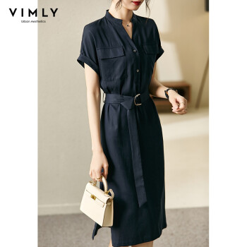 梵希蔓经典款连衣裙2022新款女感夏装搭配显高小众独特裙子 V3532 藏青色 S