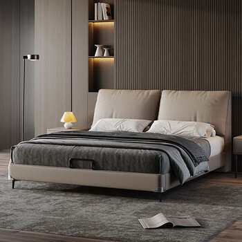 A家家居 FAA008 大象耳朵真皮床+床头柜*2+床垫 150*200cm家具家装类商品-全利兔-实时优惠快报