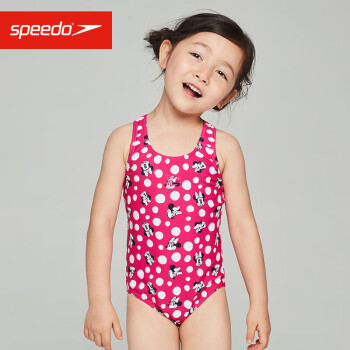 速比涛（Speedo）迪士尼系列米妮婴幼儿连体泳衣抗氯速干 807970D797 粉色/黑色 6