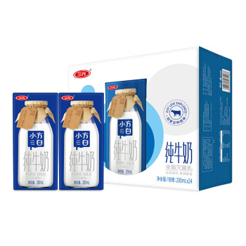 三元（SAN YUAN）小方白纯牛奶200ml*24