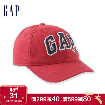 Gap男女幼童LOGO运动圆顶棒球帽夏季282071儿童遮阳帽透气鸭舌帽 红色 1岁-5岁M/L(55CM)