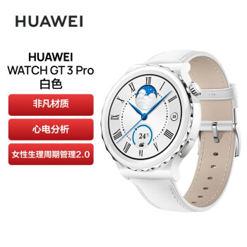 HUAWEI WATCH GT3 PRO 华为手表 运动智能手表 强劲续航/蓝牙通话/ECG心电分析 43mm 白色真皮表带