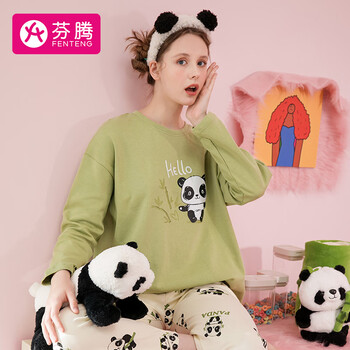 FENTENG 芬腾 睡衣女100%棉套装女可外穿 草绿 XL服饰鞋包类商品-全利兔-实时优惠快报