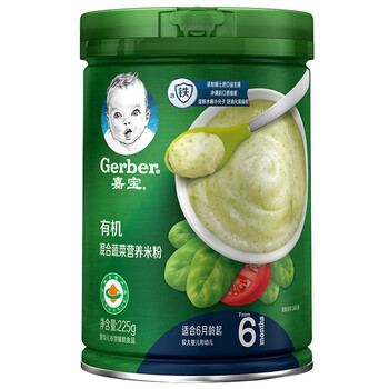Gerber 嘉宝 有机米粉 国产版 2段 混合蔬菜味 225g母婴玩具类商品-全利兔-实时优惠快报