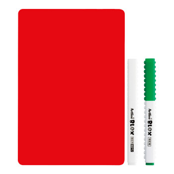 日本旗牌(Shachihata)Artline BLOX学生益智可拼接单词记号暗記笔套装 4.0mm 绿色笔+红色垫板 KTX-330/S-G
