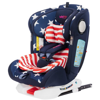 Babybay儿童安全座椅0-12岁婴儿宝宝可坐躺360度旋转汽车用isofix硬接口 星星蓝（0-12岁 360度旋转）