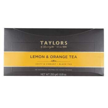 Taylors of harrogate英式红茶原装进口柠檬香橙味红茶茶包调味茶100茶包盒装袋泡