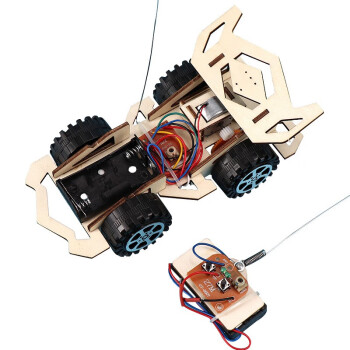 竺古力 小学生科技制作发明拼装木制赛车科学实验玩具diy遥控四驱车新品