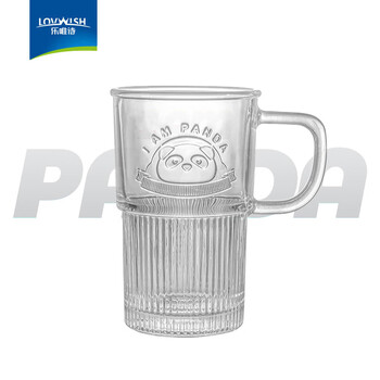 LOVWISH 乐唯诗 NERVISHI）玻璃杯水杯透明玻璃牛奶杯带把ins风奶茶杯早餐杯茶杯 熊猫杯日用百货类商品-全利兔-实时优惠快报