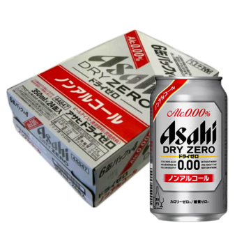 朝日（Asahi）No1 DRY ZERO无酒精啤酒风味碳酸饮料日本原装进口 零糖无醇 350mL 24罐 日本原箱发货