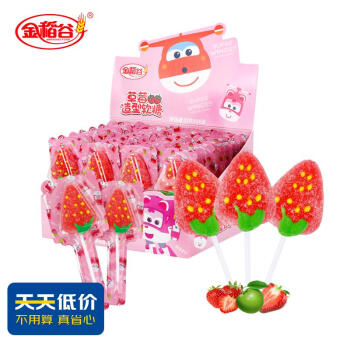 金稻谷（jindaogu）果汁维C软糖果草莓造型棒棒糖儿童休闲零食588g