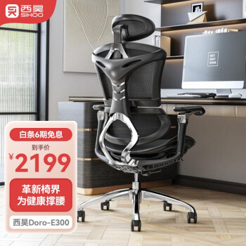 西昊Doro-E300 人体工学椅电脑椅家用办公椅老板升降椅子躺椅电竞椅居家懒人午休椅 E300 曜黑 （包安装）