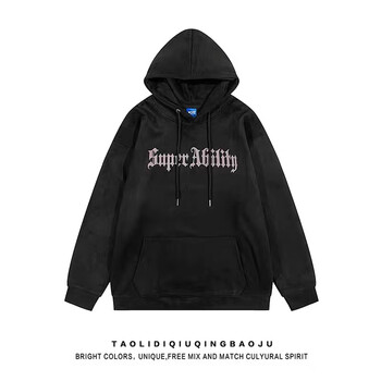 CHAMPION 冠军 美式街头麂皮绒印花连帽卫衣男嘻哈宽松帅气休闲外套 黑色 3XL 155-165斤服饰鞋包类商品-全利兔-实时优惠快报