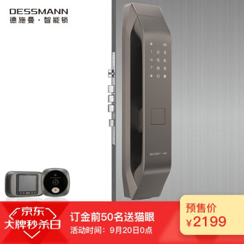 德施曼（DESSMANN）Q5 指纹锁智能锁 全自动直觉式解锁 后隐藏式指纹头电子密码锁 咖啡金