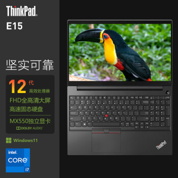 ThinkPad  E15 12Ӣض 15.6ӢᱡЯѧ칫ʼǱ i7-1255u MX550 32Gڴ 2T̬ ư