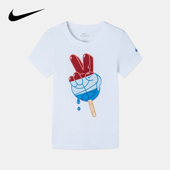 NIKE 耐克 小童装男童短袖T恤夏季儿童短T男孩上衣 2091纯白色 100(3T)母婴玩具类商品-全利兔-实时优惠快报