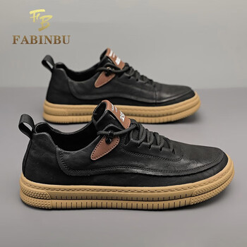 fabinbu轻奢品牌男鞋夏季2022新品透气休闲鞋潮流百搭板鞋男黑色39